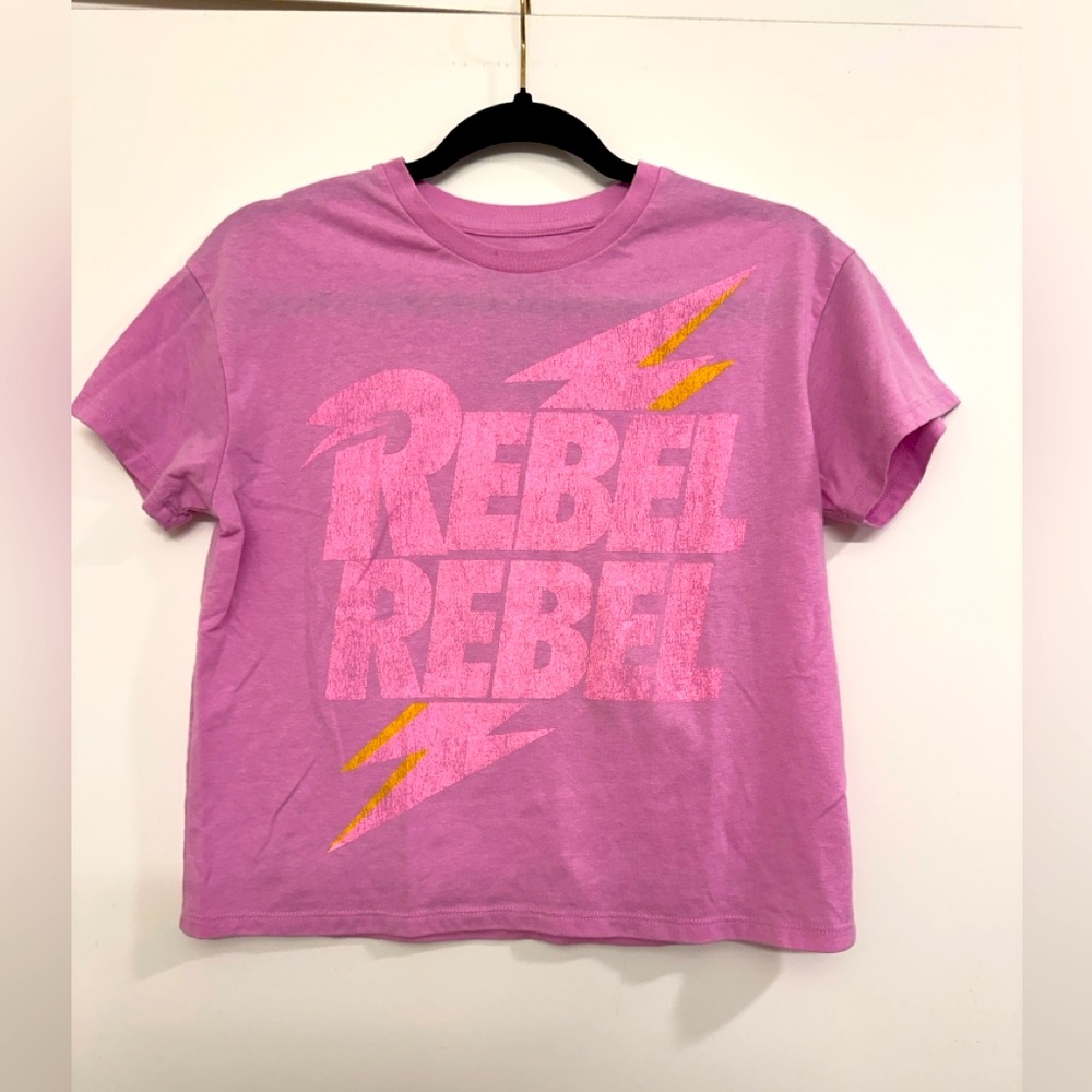 Rebel Rebel Pink Cropped Graphic T-Shirt
